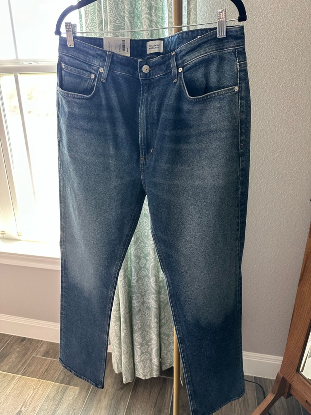 Citizens Of Humanity Faded Mid-Blue Straight Leg Jeans